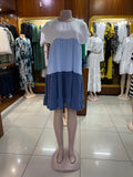 Ladies Babydoll Dress - White and Blue Tones
