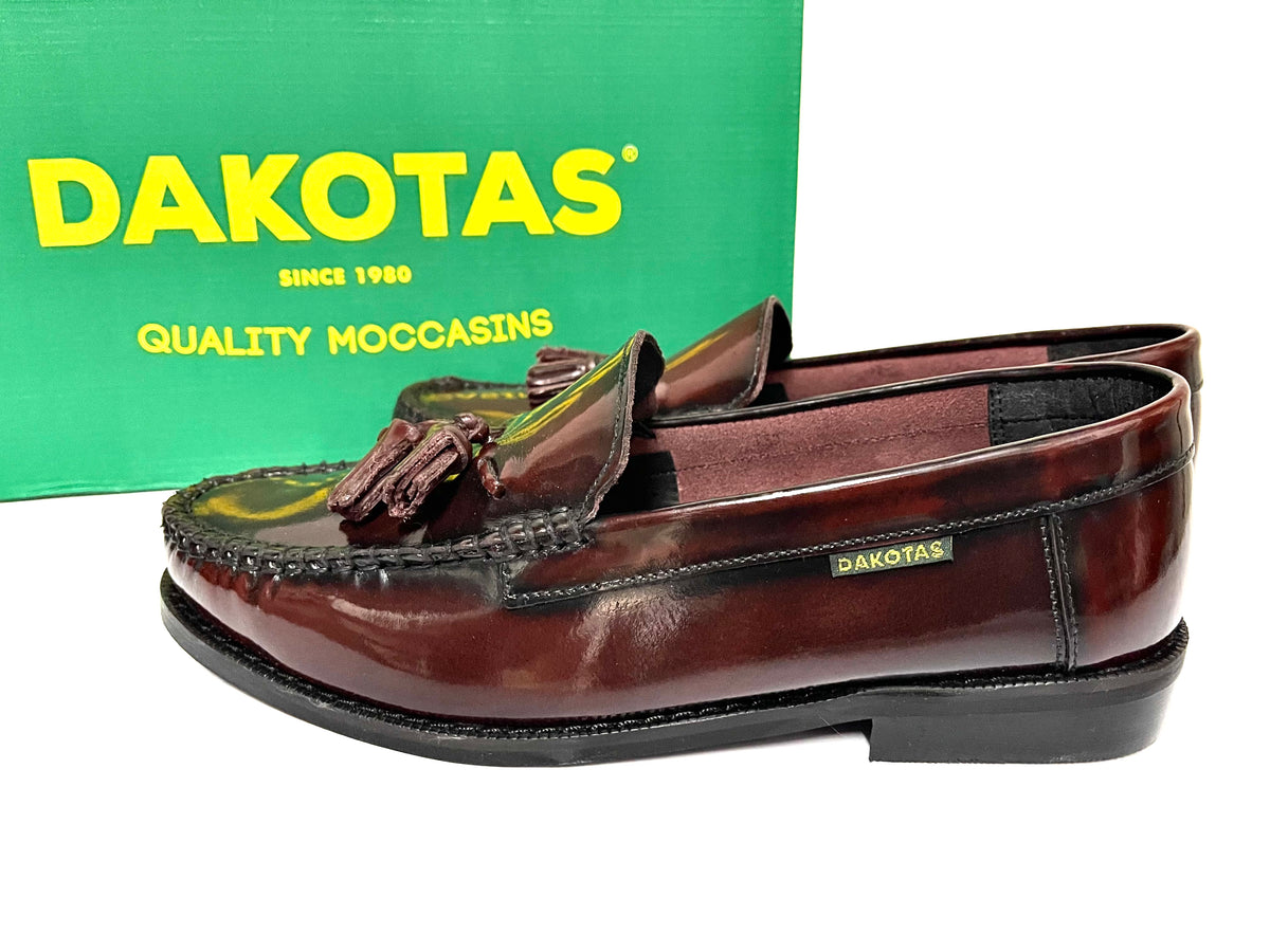 Mens Dakotas: Tommy Hi-Shine Moccasin shoe in Burgundy – Smitty's