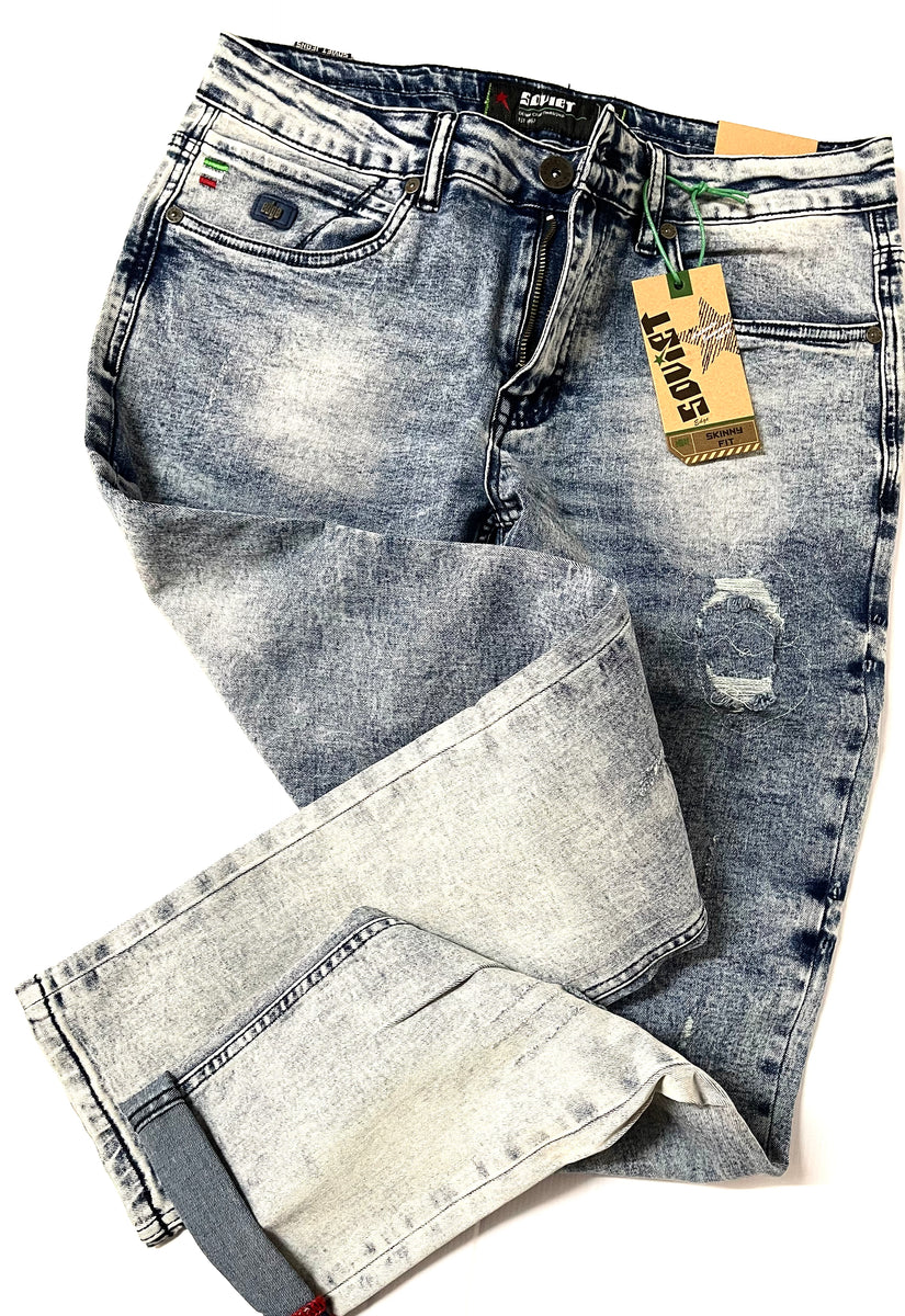 Men's Soviet Jeans: Lazano, Mens Fashion Skinny Leg, Acid Wash – Smitty ...