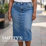 Ladies Jeans: Blue Sky, Midi Skirt - Deep Blue
