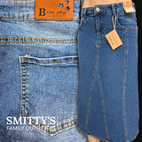 Ladies Jeans: Blue Sky, Midi Skirt - Deep Blue