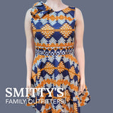 AMEN Brad & Abiah - Orange/Navy/White African printed dress