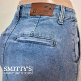 Ladies Jeans: Blue Sky, Midi Cargo Skirt - Steel Blue