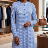 White and Blue Shirt Dress