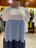 Ladies Babydoll Dress - White and Blue Tones