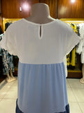 Ladies Babydoll Dress - White and Blue Tones