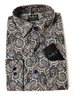 Men's Dress Shirt: Carlo Galucci Classics Fit - Tailored Shirt in Paisley Brown