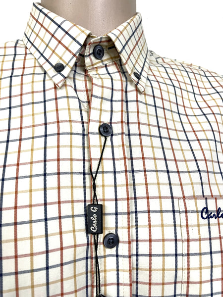 Men's Dress Shirt: Carlo Galucci Classics Fit - Tailored BD Long-Sleeved Ecru Shirt