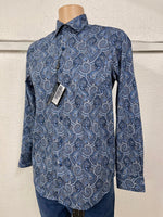 Men's Dress Shirt: Carlo Galucci Classics Fit - Tailored Shirt Paisley Blue