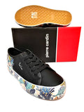 Ladies Platform Sneaker: Pierre Cardin - Jungle Black with Floral Print Detailing