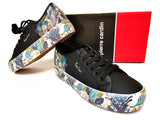 Ladies Platform Sneaker: Pierre Cardin - Jungle Black with Floral Print Detailing