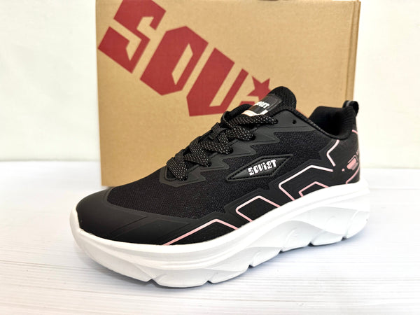 Ladies' Sneaker: Soviet - L CLIFTON, Black/Pink knit lace up sneaker - #Blackpink (#1257)