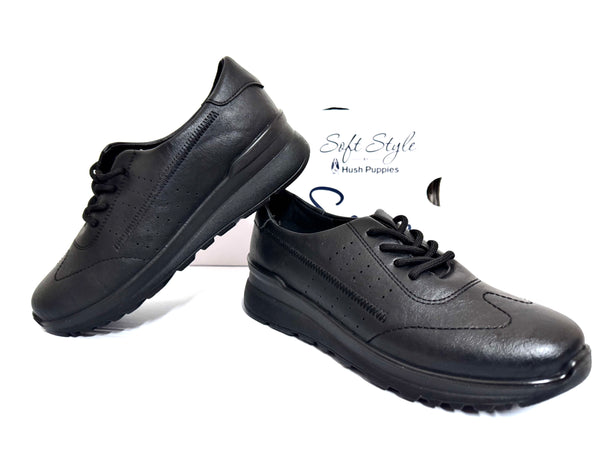 Ladies' Sneaker: Hush Puppies -Soft 'Brandice' lace up sneaker - #Brandice #SSL01562BKBK