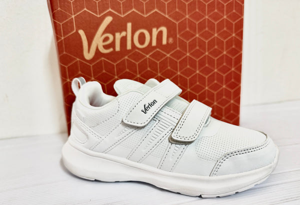 Kids Sneaker : Basic School Tekkie Velcro White #VERLON #WHITE #6011