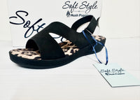 Ladies Shoes: Hush Puppies Sandals - Soft Style, GERAINT, Black (#SSL01566BKBK)