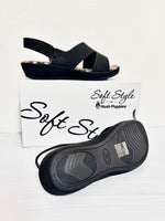 Ladies Shoes: Hush Puppies Sandals - Soft Style, GERAINT, Black (#SSL01566BKBK)