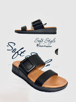 Ladies Shoes: Hush Puppies Sandals - Soft Style, CAROLINE, Black (#SSL01576BKBK)