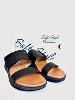 Ladies Shoes: Hush Puppies Sandals - Soft Style, CAROLINE, Black (#SSL01576BKBK)