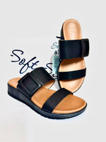 Ladies Shoes: Hush Puppies Sandals - Soft Style, CAROLINE, Black (#SSL01576BKBK)