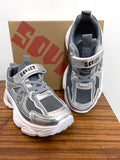 Kids Soviet Sneakers - K ALEXIS - Kids Vulcanised Low-cut Mixed Media Sneaker - Grey and Silver