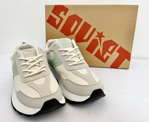 Ladies Soviet Sneakers Hydra Lace Up Beige and Sage Smitty s