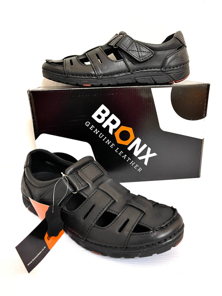 Genuine Bronx Trek Men's Leather Sandal in Black