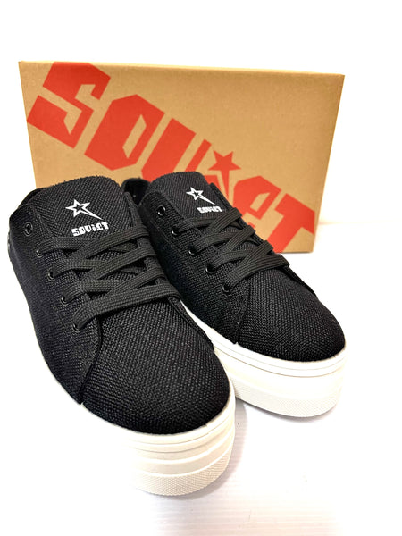 Original Soviet Hazel Suede Canvas Lace-up Platform Sneaker in Black