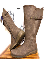 Ladies Boots: Hush Puppies Soft Style Ladies Osvalda Leather Dark Taupe Boot