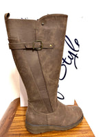 Ladies Boots: Hush Puppies Soft Style Ladies Osvalda Leather Dark Taupe Boot