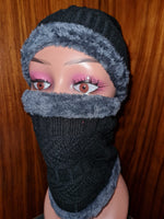 Unisex Beanie & Mask/Scarf in black