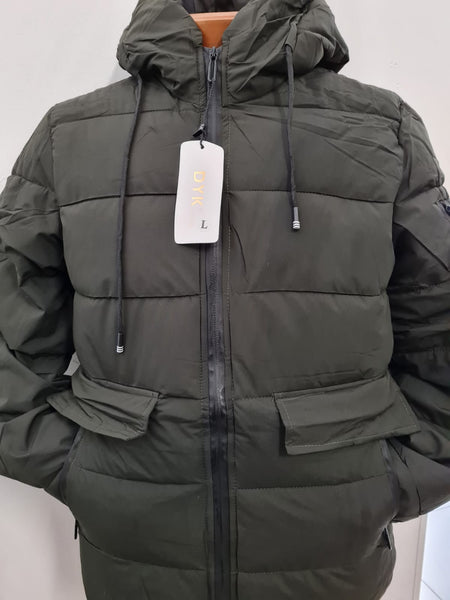 Unisex Puffer Hooded Jacket - Dyk Fashion - Olive