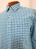 Men's Shirt: Carlo G - Aqua Checkered